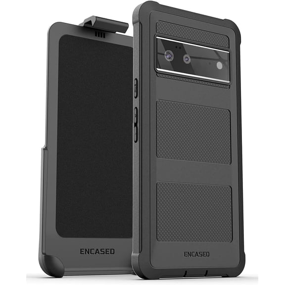 Encased Falcon Designed for Pixel 6 Belt Clip Case, Full Body Protective Phone Case with Holster for Google Pixel 6 (Black)