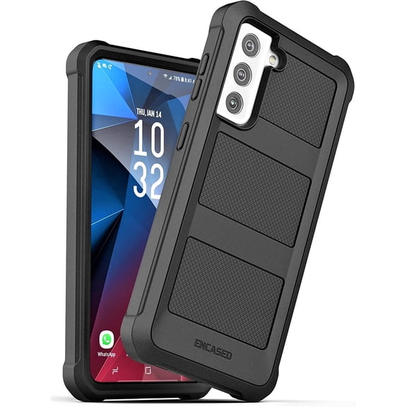 Encased Falcon Designed for Samsung Galaxy S21 FE Case, Protective Full Body Phone Case (Black)