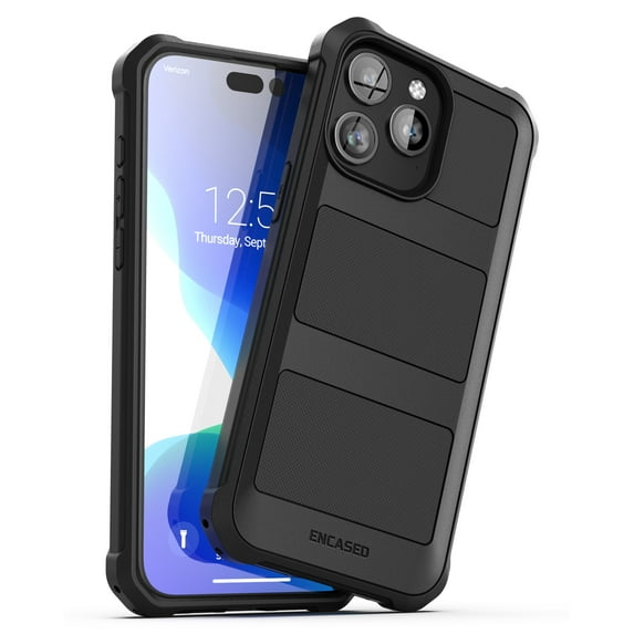 Encased Falcon Designed for iPhone 15 Pro Phone Case Compatible with MagSafe - Protective Shockproof Magnetic Case (Black)