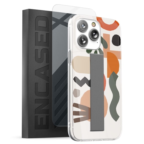 Encased Finger Grip Case Designed for iPhone 14 PRO Case with Hand Strap and Screen Protector (Stretch Loop Ring Phone Holder) Desert Art