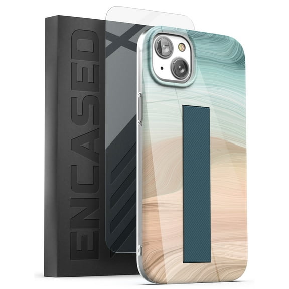 Encased Finger Loop Case Designed for iPhone 14 Case with Hand Strap Phone Holder and Screen Protector (Beach Vibes)