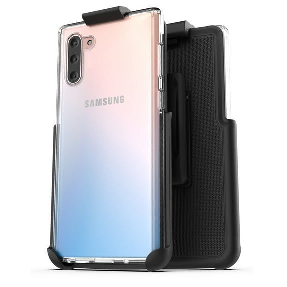 Encased Galaxy Note 10 Belt Case - Ultra Slim Clear Back Cover with Holster Clip for Samsung Note 10