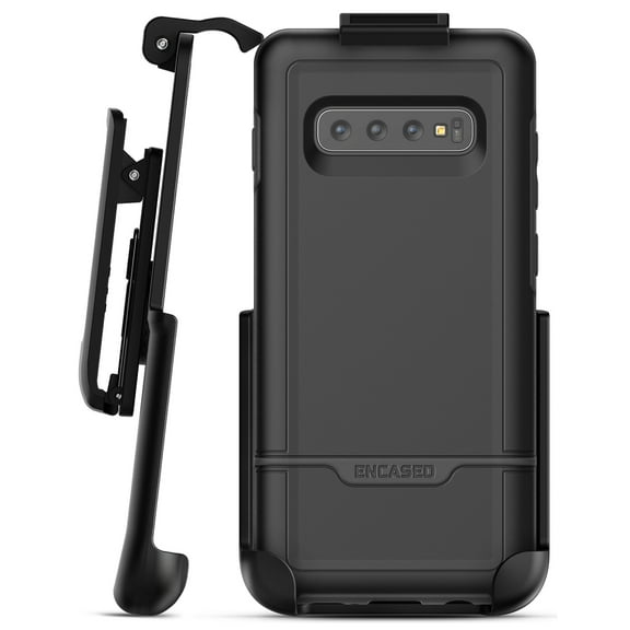 Encased Galaxy S10 Plus Belt Clip Protective Holster Case (2019 Rebel Armor) Heavy Duty Rugged Full Body Cover w/ Holder (Black) for Samsung Galaxy S10+