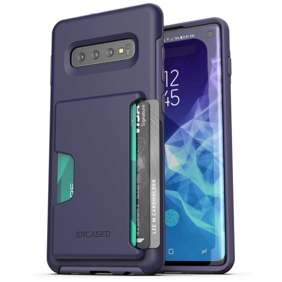 Encased Galaxy S10 Wallet Case (2019 Phantom) Ultra Protective Cover with Card Holder Slot (3 Credit Cards Capacity) for Samsung Galaxy S10 - Purple