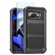 Encased Heavy Duty Case for Google Pixel 9a, (Falcon Series) Full Body Protective Phone Case with Screen Protector (Black)