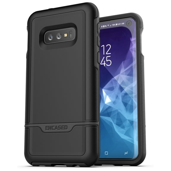 Encased Heavy Duty Galaxy S10e Protective Case (2019 Rebel Armor) Military Grade Full Body Rugged Cover For Samsung Galaxy S10 E - Black