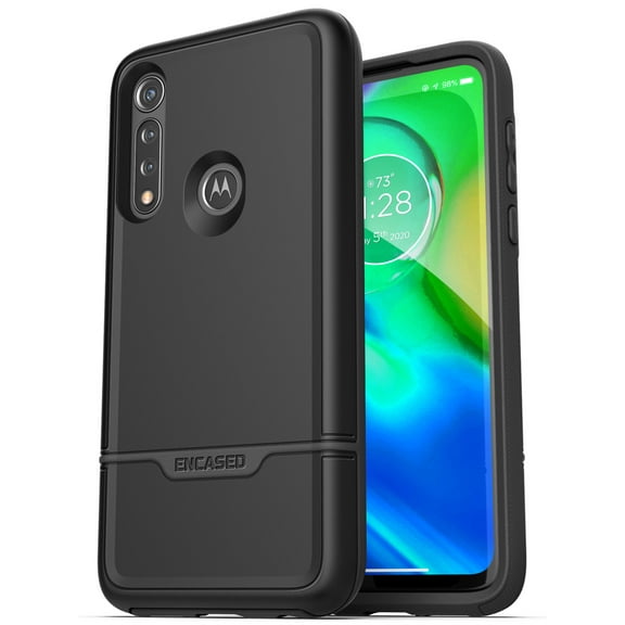 Encased Heavy Duty Moto G Power Case (2020 Rebel Armor) Military Grade Full Body Rugged Cover (Motorola G8) Black