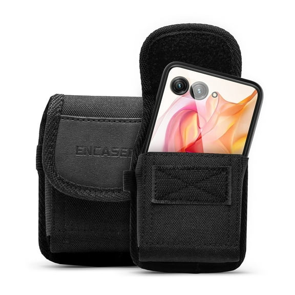 Encased Holster for Motorola Razr Plus 2024 Case with Belt Clip (Razr+) 2-in-1 Case with Hinge and Screen Protection & Heavy Duty Nylon Phone Pouch (Moto Razr 50 Ultra)