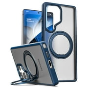 Encased Kickstand Case for Samsung Galaxy S25 Ultra Compatible with MagSafe 360  Magnetic Rotating Ring Stand Blue