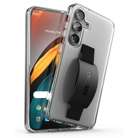 Encased Loop Case, Designed for Samsung Galaxy S24 Case with Strap, Hand Strap Grip Cover with Phone Holder (Crystal Clear)