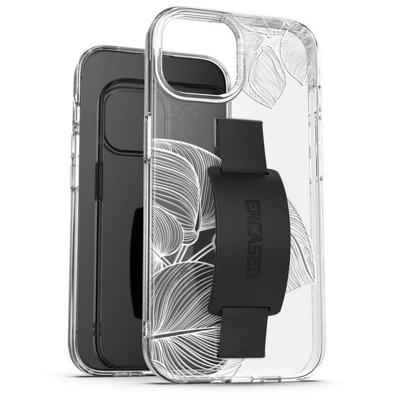 Encased Loop Case Designed for iPhone 15 Case with Strap, Clear Phone Case Design (Lace Leaf)