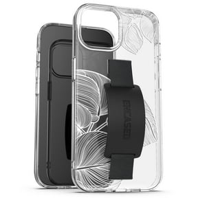 Encased Loop Case Designed for iPhone 15 Pro Case with Strap, Clear Phone Case Design (Lace Leaf)