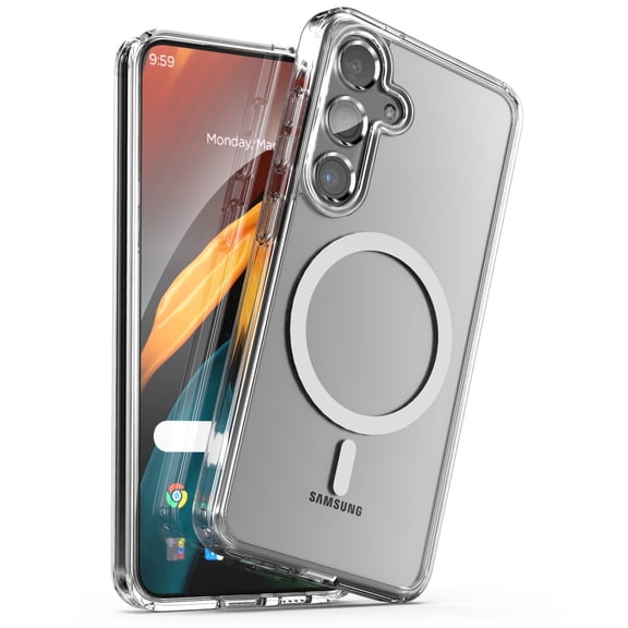 Encased MAG Case Designed for Samsung Galaxy S24 (2024) Compatible with MagSafe, Wireless Charging Magnetic Cover (Crystal Clear)