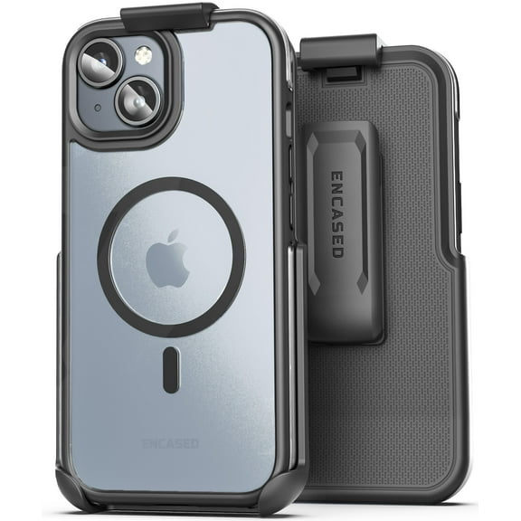 Encased MAG Case Designed for iPhone 15 Belt Case with Holster Clip (Compatible with MagSafe) Clear