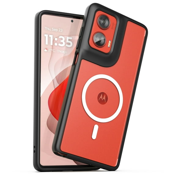 Encased Magnetic Case Designed for Moto G Stylus 5G 2024 - Compatible with MagSafe Charging & Accessories (Black/Clear)