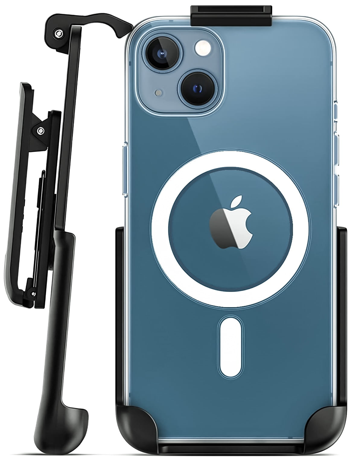 Encased Magnetic Case Designed for iPhone 14 Case with Belt Clip Holster, Compatible with MagSafe (Crystal Clear)