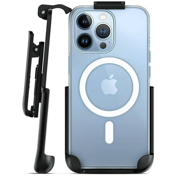 Encased Magnetic Case Designed for iPhone 14 Pro Max Case with Belt Clip Holster, Compatible with MagSafe (Crystal Clear)