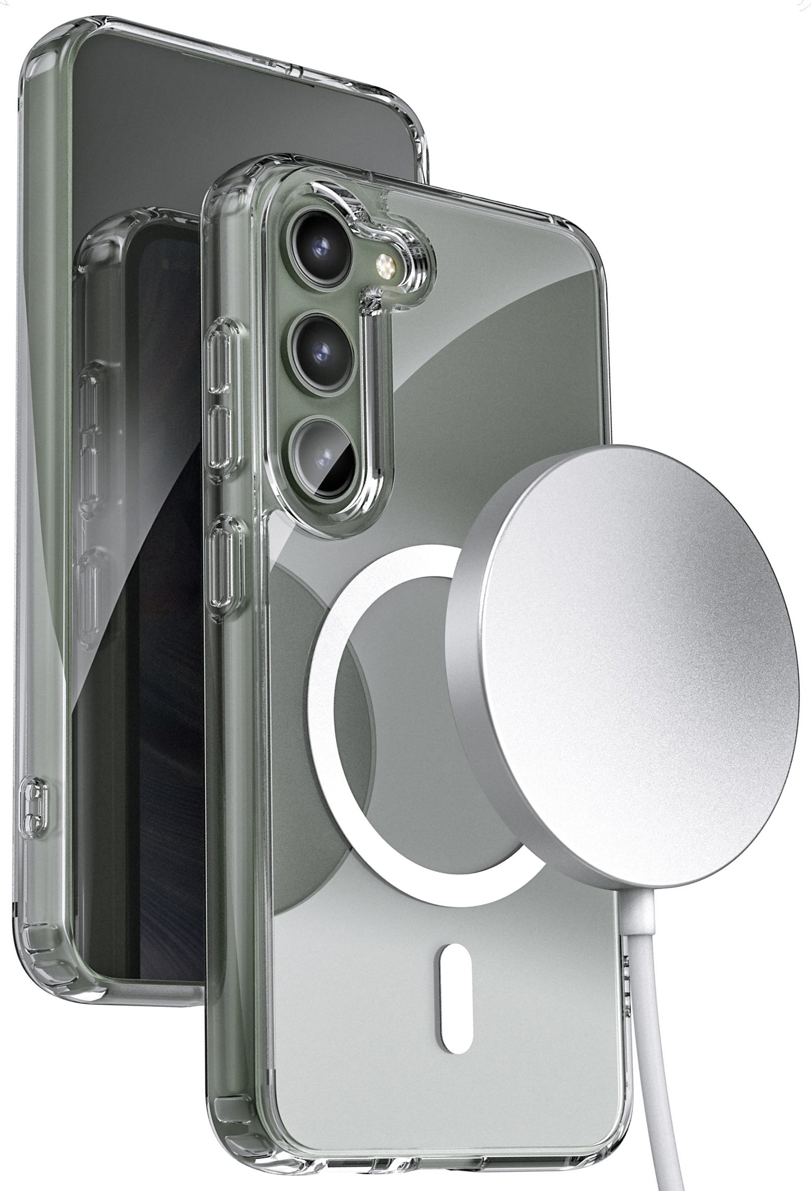 Encased Magnetic Case with Wireless Charger - Designed for Samsung Galaxy S23 PLUS - Protective Hybrid Design, Compatible with MagSafe, Crystal Clear (S23 PLUS 6.6-inch 2023)