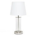 thumbnail image 1 of Encased Metal & Clear Glass Table Lamp, Brushed Nickel & White, 1 of 1