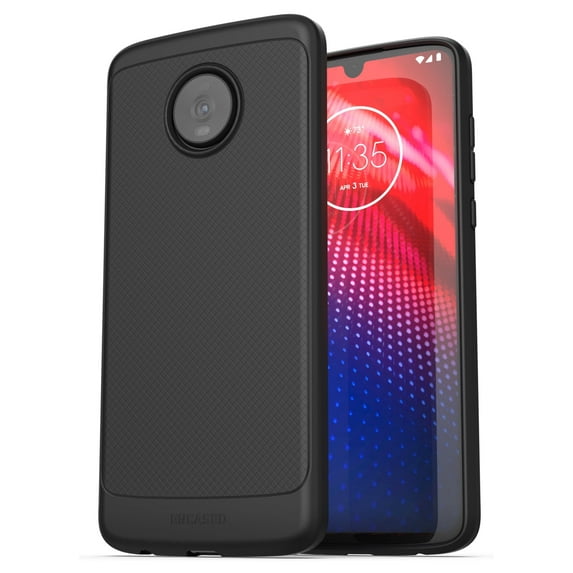 Encased Moto Z4 Case (Thin Armor) Slim Fit Flexible Grip Cover for Motorola Moto Z4 Phone - Black