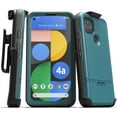 thumbnail image 1 of Encased Pixel 4a 5G Case with Screen Protector and Belt Clip (Rebel Shield) Heavy Duty Full Body Cover with Build-In Screen Guard and Holster for Google Pixel 4a 5G - Blue, 1 of 9