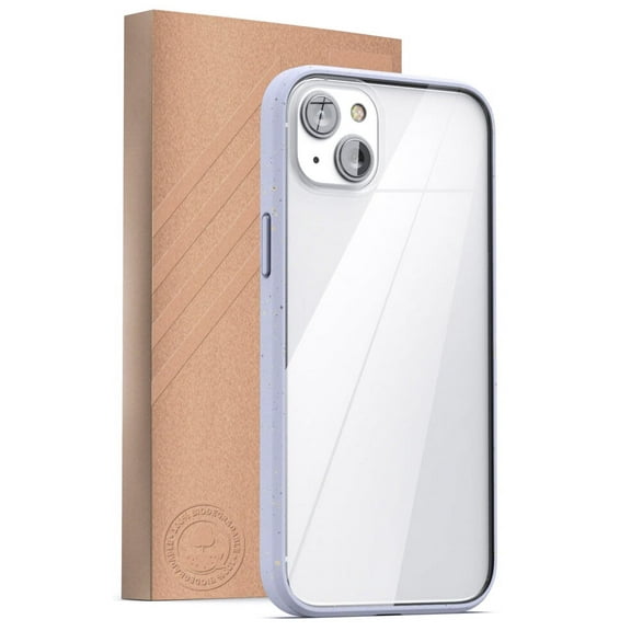 Encased Planet Eco Case, Designed for iPhone 14 PLUS - Earth Friendly 100% Biodegradable Compostable Bio Case and Packaging (Clear/Purple)