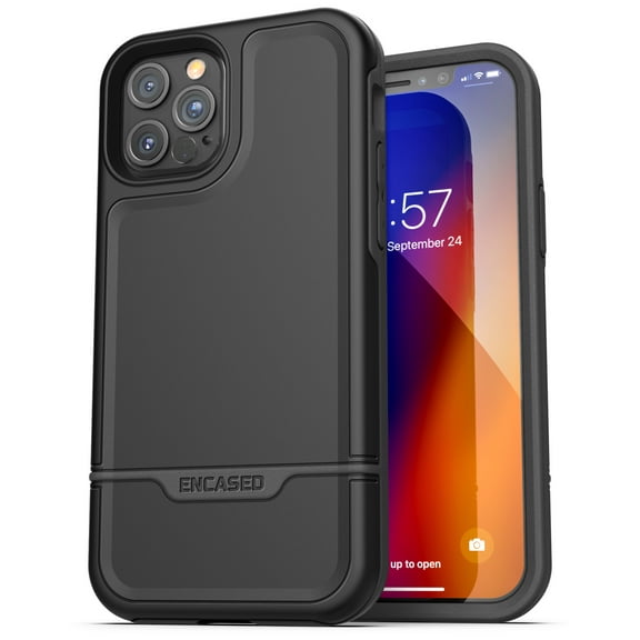 Encased Protective Apple iPhone 12 Pro Case (2020 Rebel Armor) Heavy Duty Full Body Rugged Cover - Black