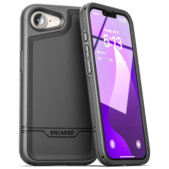 Encased Rebel Armor for iPhone 16e Case (Compatible with MagSafe) Ultra Protective Heavy Duty Magnetic Phone Cover Black