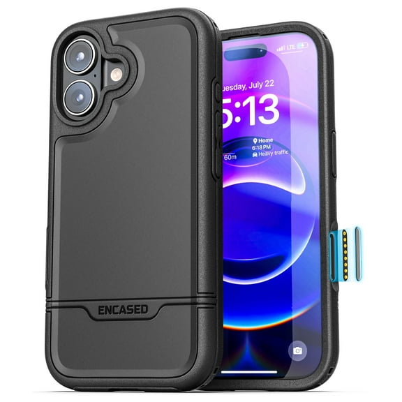 Encased for iPhone 17 Case with Camera Control Capture Button (Rebel Armor) Heavy-Duty Protective Phone Case (Compatible with MagSafe) Black