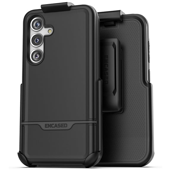 Encased Rebel Designed for Samsung Galaxy S24 Belt Clip Case (2024) Protective Phone Case with Holster (Black)