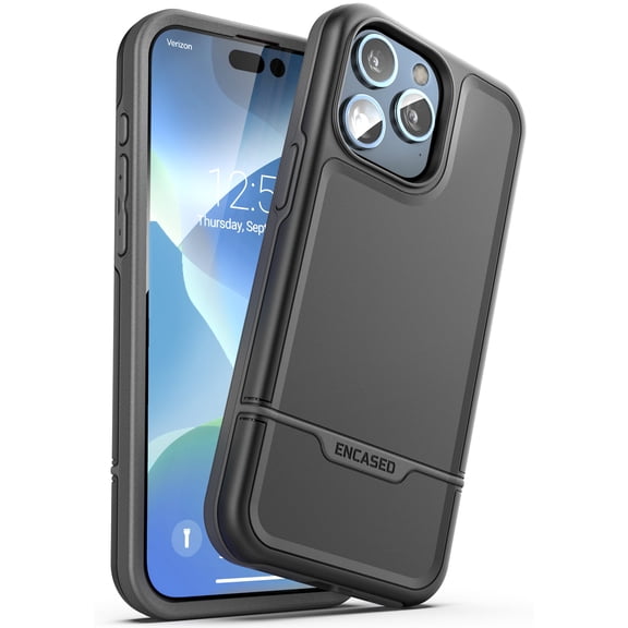 Encased Rebel Designed for iPhone 15 Pro Max Phone Case, Protective Heavy Duty Cover (Black)