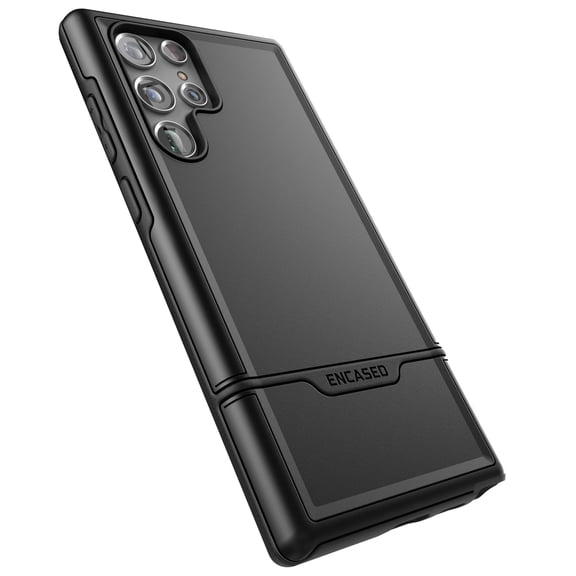 Encased Rebel Series Designed for Samsung Galaxy S22 Ultra Case, Protective Heavy Duty Phone Case - Black