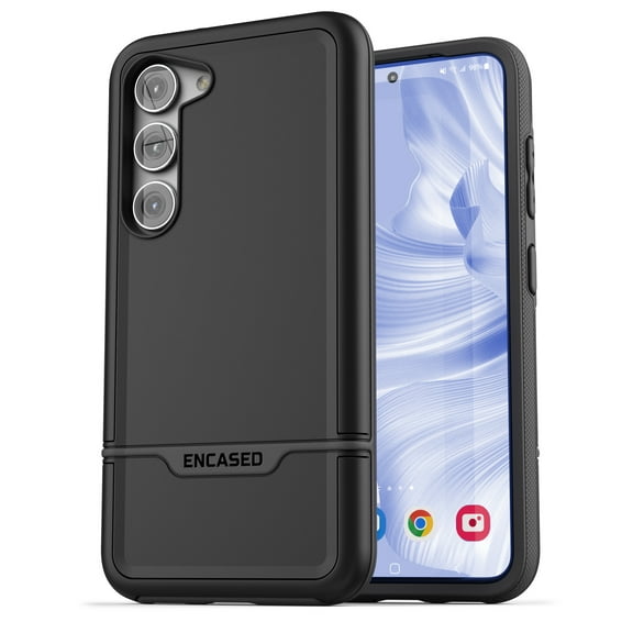 Encased Rebel Series - Designed for Samsung Galaxy S23 Case [Shockproof] Military Grade Protective Phone Case (Black)