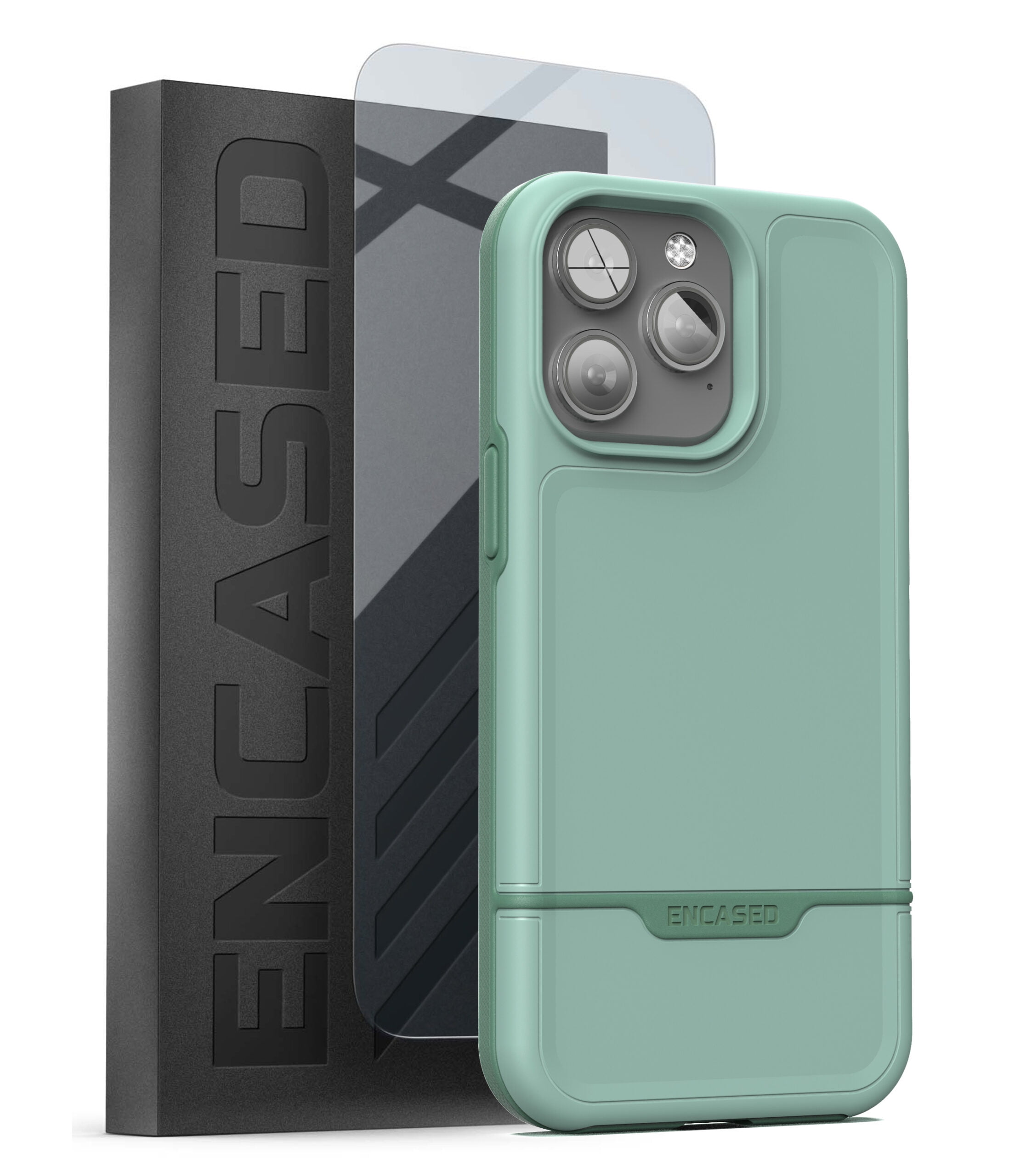 Encased Rebel Series Designed for iPhone 14 PRO Case with Screen Protector, Ultra Protective Heavy Duty Phone Case (Retail Packaging) - Light Green Encased Rebel Series Designed for iPhone 14 PRO Case with Screen Protector, Ultra Protective Heavy Duty Phone Case (Retail Packaging) - Light Green