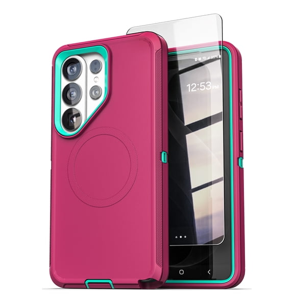 Encased for Samsung Galaxy S26 Ultra Case with Screen Protector, Ranger Series, Shockproof Full Coverage Magnetic Case (Compatible with MagSafe) Pink / Teal