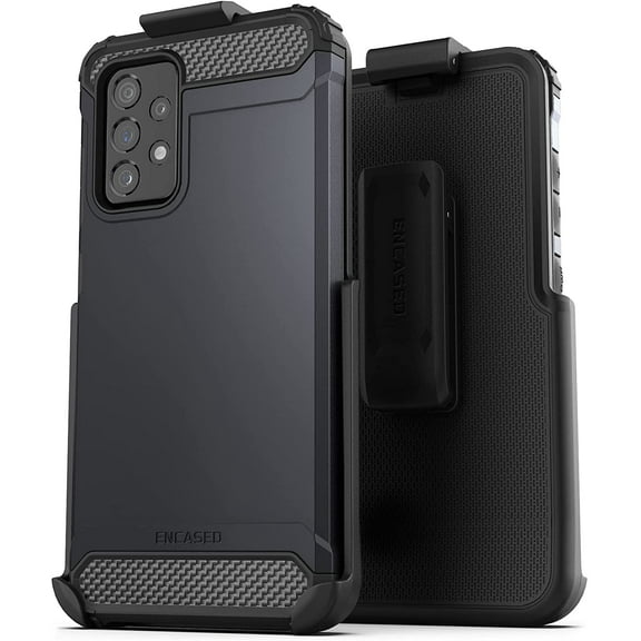 Encased Scorpio Armor Designed for Samsung A52 Case, Protective Rugged Phone Cover for Galaxy A52 4G/5G (Black)