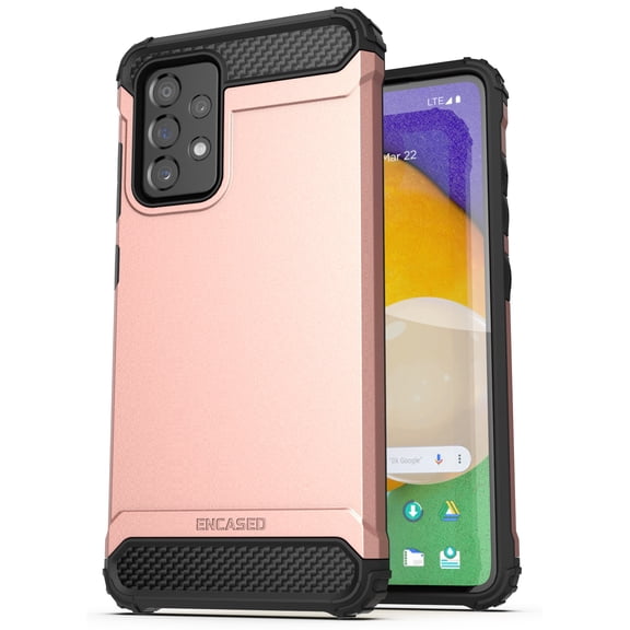 Encased Scorpio Armor for Samsung A52 Case, Protective Rugged Phone Cover for Galaxy A52 4G/5G (Rose Gold)