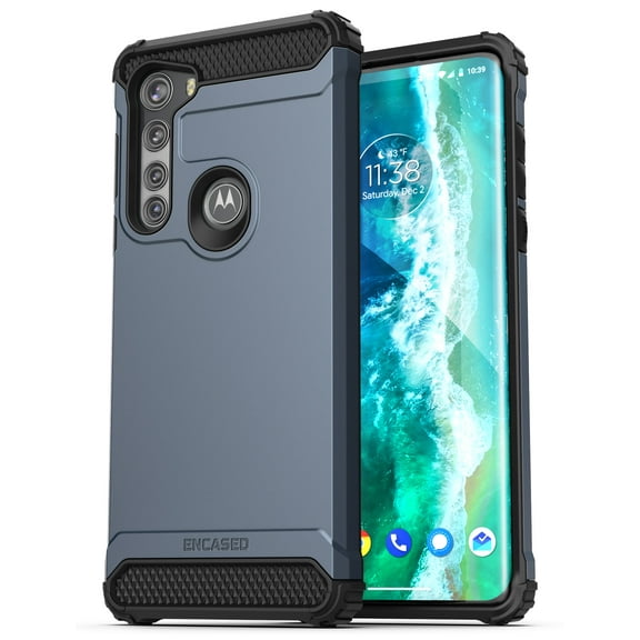Encased Scorpio Designed for Motorola Edge Case (2020) Protective Rugged Phone Cover (Slate Blue)
