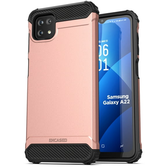 Encased Scorpio Designed for Samsung Galaxy A22 Case, Protective Rugged Phone Cover (Rose Gold)