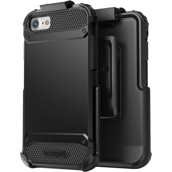 Encased Scorpio R7 Compatible to iPhone 7 Plus (5.5") Belt Clip Case, Premium Tough Protection w/Holster (Smooth Black)