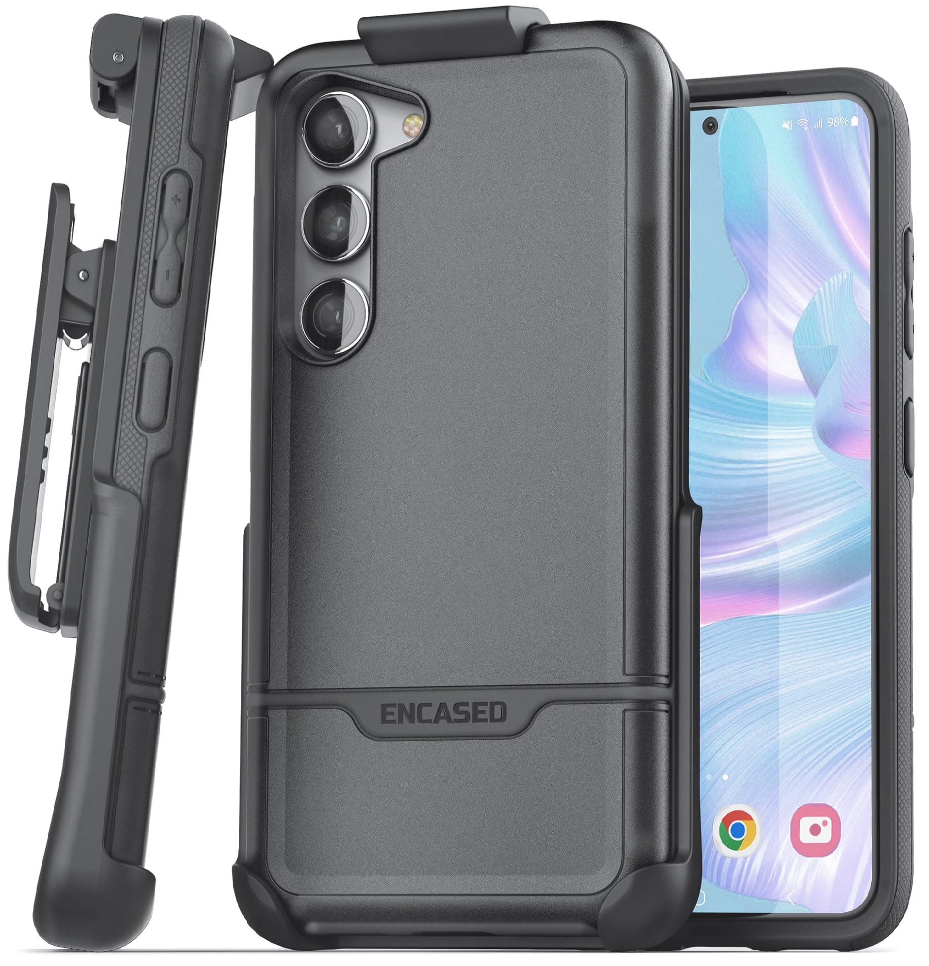 Encased Shockproof Belt Case designed for Samsung Galaxy S23 Case with Holster Clip - Military Grade 10Ft Rugged Protection (Rebel Series)