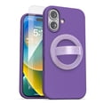 thumbnail image 1 of Encased Silicone Grip Case for iPhone 16 with Removable Magnetic Phone Holder (Compatible with MagSafe) - Purple, 1 of 8
