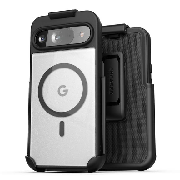 Encased SlimShield for Google Pixel 9 / 9 Pro Case with Belt Clip (6.3") Dual Hybrid Cover with Holster (Compatible with Magsafe) Black
