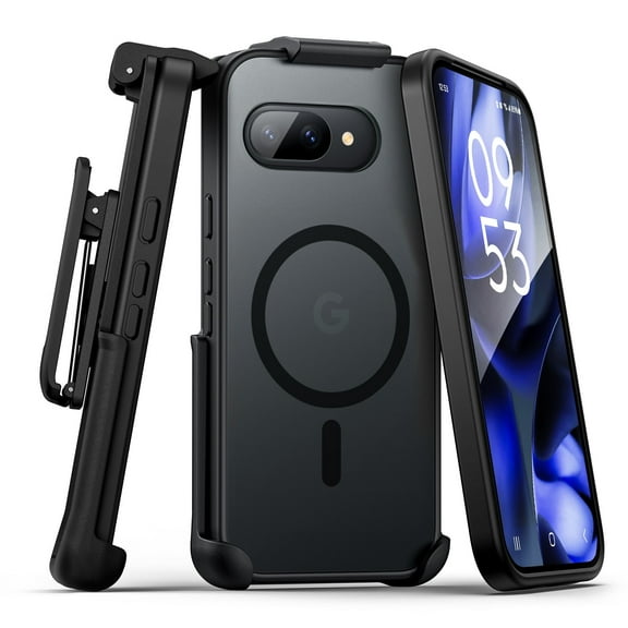 Encased SlimShield for Google Pixel 9a Case with Belt Clip (2025) Dual Hybrid Cover with Holster (Compatible with Magsafe) Black