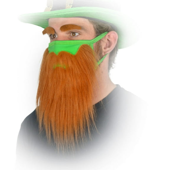 Encased St Patricks Day Face Mask for Adults, Bearded Leprechaun Costume