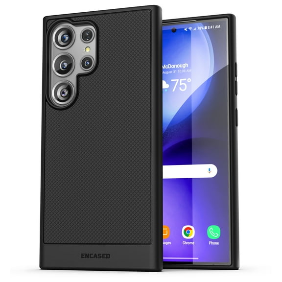 Encased Thin Armor Designed for Samsung Galaxy S24 Ultra Case (2024) Slim Grip Phone Case (Black)