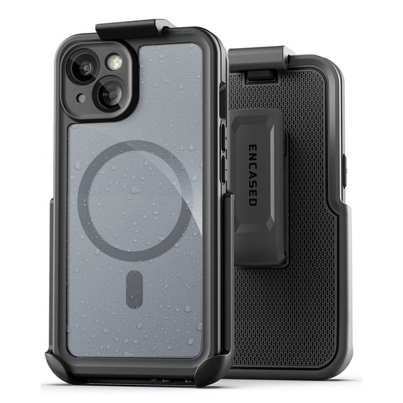 Encased Titan Designed for iPhone 15 Pro Waterproof Case with Belt Clip (Compatible with MagSafe) Full Body Protective Phone Case with Holster (Black)