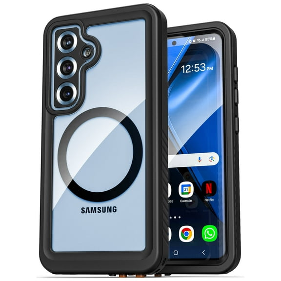 Encased Waterproof Case Designed for Samsung Galaxy S25 Plus (IP68) Full Body Protective Phone Case with Screen Protector Built-in (Clear/Black)