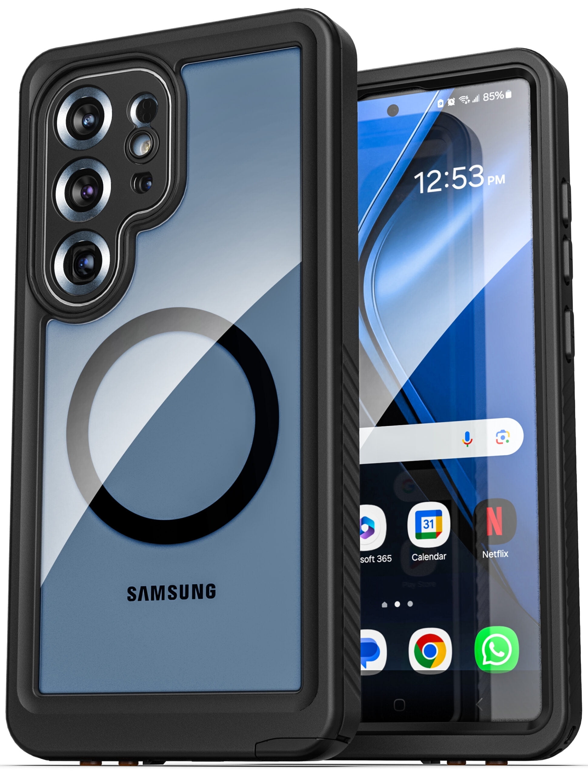 Encased Waterproof Case Designed for Samsung Galaxy S25 Ultra (IP68) Full Body Protective Phone Case with Screen Protector Built-in (Clear/Black)