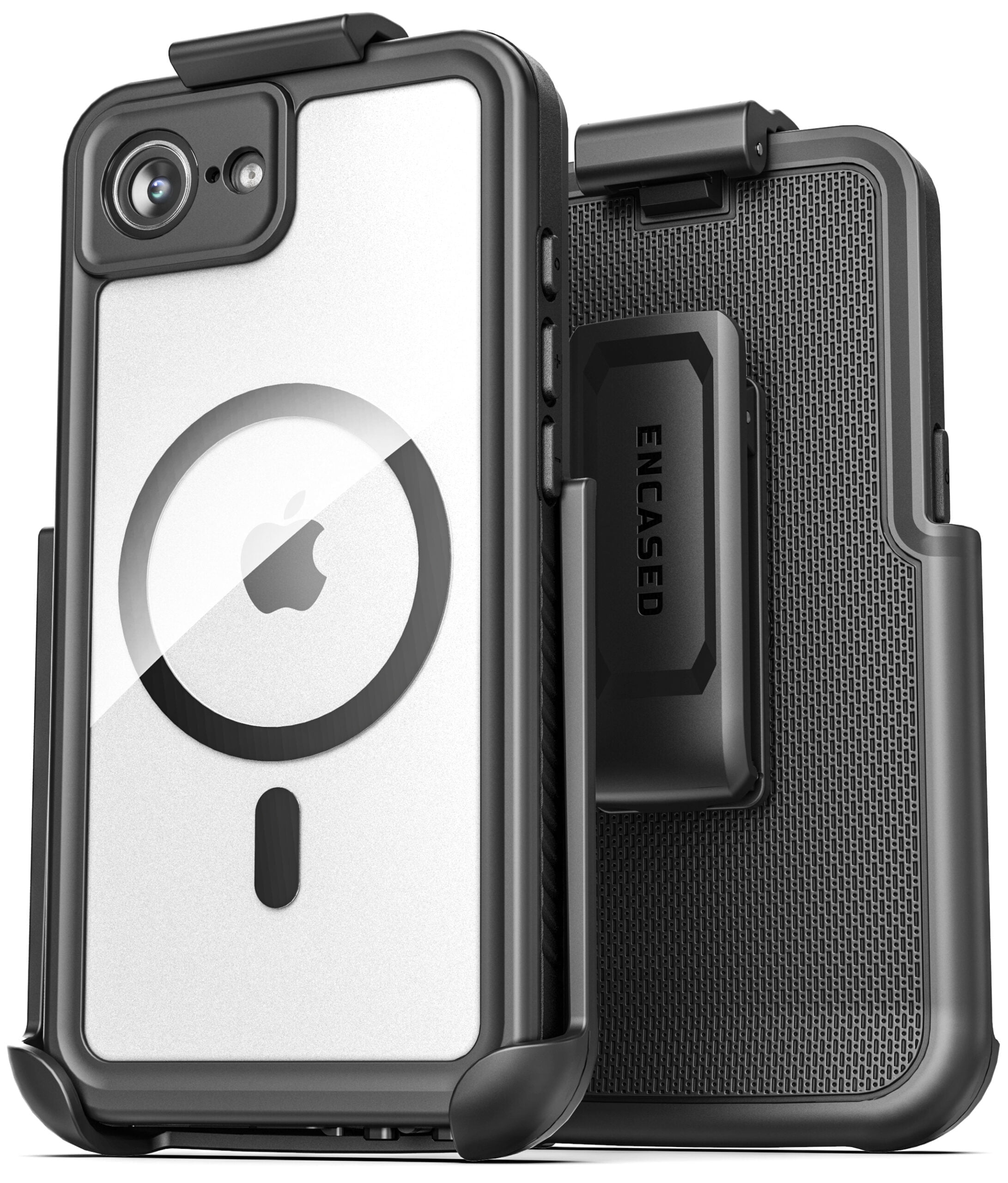 Encased Waterproof Case for iPhone 16e with Belt Clip Holster (Military Grade) Full Body Phone Case with Built-in Screen Protector and Port Covers (Compatible with MagSafe)